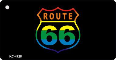 KC-4728 Route 66 Rainbow Novelty Metal License Plate
