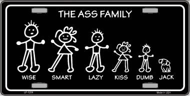 The Ass Family Novelty Metal License Plate