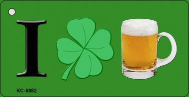 KC-6882 I Love Beer Green Novelty Key Chain