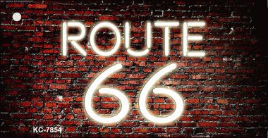 KC-7854 Route 66 Neon Brick Background Novelty Key Chain