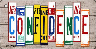 KC-7903 Confidence Wood License Plate Art Novelty Key Chain