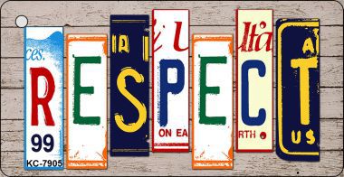 KC-7905 Respect Wood License Plate Art Novelty Key Chain