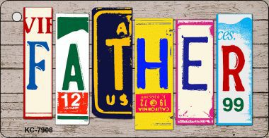 KC-7908 Father Wood License Plate Art Novelty Key Chain
