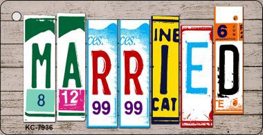 KC-7936 Married Wood License Plate Art Novelty Key Chain