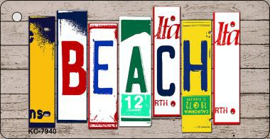 KC-7940 Beach Wood License Plate Art Novelty Key Chain
