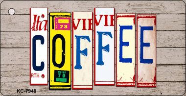 KC-7948 Coffee Wood License Plate Art Novelty Key Chain