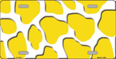 LP-1432 Yellow White Giraffe Print Metal Novelty License Plate