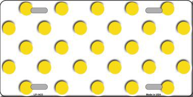 LP-1433 Yellow White Polka Dot Print Metal Novelty License Plate