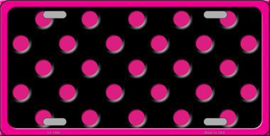 Picture of Smart Blonde LP-1460 Pink Black Polka Dot Print Metal Novelty License Plate