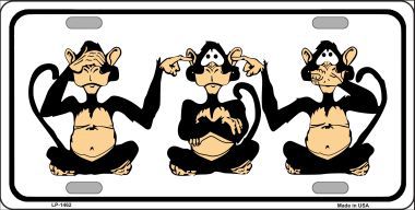 LP-1462 See Hear Speak Monkeys Metal Novelty License Plate