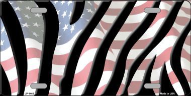 LP-1463 American Flag Zebra Print Metal Novelty License Plate
