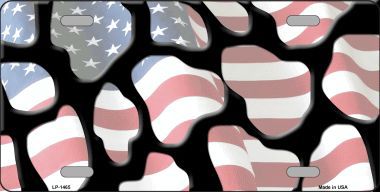 LP-1465 American Flag Giraffe Print Metal Novelty License Plate