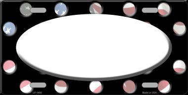 LP-1468 American Flag Polka Dots With White Center Oval Metal Novelty License Plate