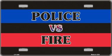 LP-1498 Police Vs. Fire Metal Novelty License Plate
