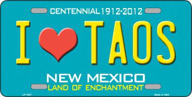LP-1537 I Love Taos New Mexico Novelty Metal License Plate