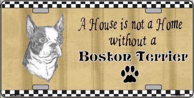 Pencil Sketch Boston Terrier Metal Novelty License Plate