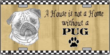 LP-1714 Pencil Sketch Pug Metal Novelty License Plate