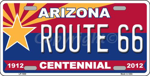 LP-1800 Arizona Centennial Route 66 Metal Novelty License Plate