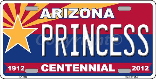 LP-1802 Arizona Centennial Princess Metal Novelty License Plate