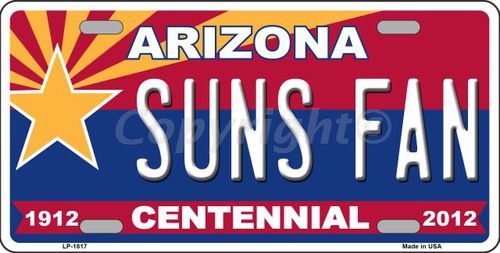 LP-1817 Arizona Centennial Suns Fan Metal Novelty License Plate