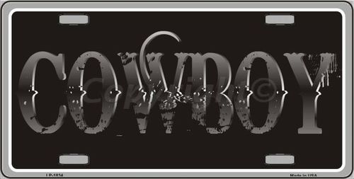 Cowboy Metal Novelty License Plate
