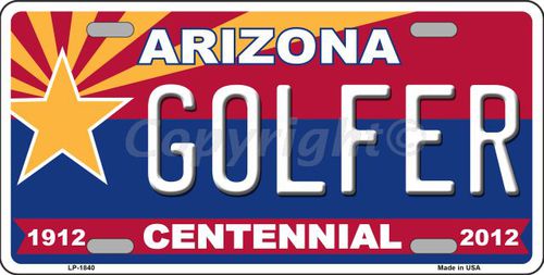 LP-1840 Arizona Centennial Golfer Metal Novelty License Plate