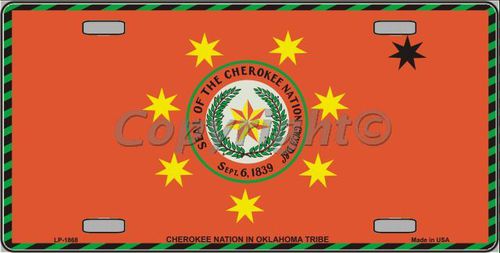 LP-1868 Cherokee Nation Flag Metal Novelty License Plate