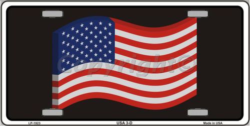 LP-1923 USA 3-D Flag Metal Novelty License Plate