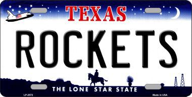 LP-2572 Rockets Texas Novelty State Background Metal License Plate