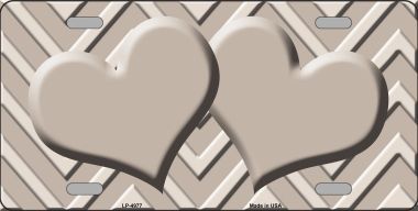 LP-4977 Tan Light Tan Heart Chevron Monochromatic Metal Novelty License Plate