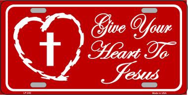 Picture of Smart Blonde LP-242 Give Your Heart To Jesus Metal Novelty License Plate