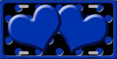 LP-2423 Blue Black Polka Dot Blue Center Hearts Novelty License Plate