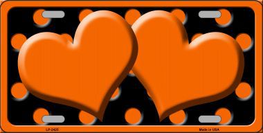 LP-2425 Orange Black Polka Dot Orange Center Hearts Novelty License Plate