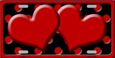 Picture of Smart Blonde LP-2426 Red Black Polka Dot Red Center Hearts Novelty License Plate