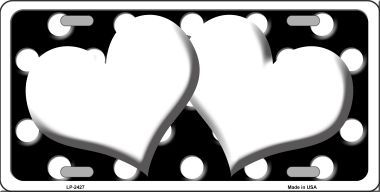 Picture of Smart Blonde LP-2427 White Black Polka Dot Black Center Hearts Novelty License Plate