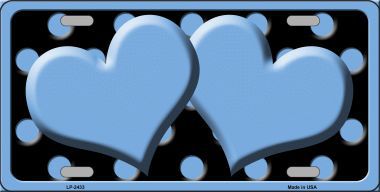 LP-2433 Light Blue Black Polka Dot Light Blue Centered Hearts Novelty License Plate