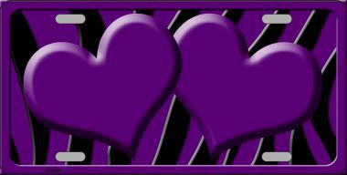 LP-2441 Purple Black Zebra Purple Centered Hearts Novelty License Plate
