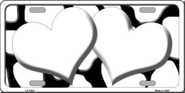 Picture of Smart Blonde LP-2450 White Black Giraffe Print With White Centered Hearts Novelty License Plate
