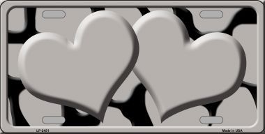 Picture of Smart Blonde LP-2451 Grey Black Giraffe Print With Grey Centered Hearts Novelty License Plate