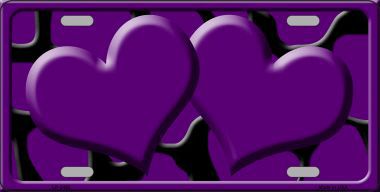 Picture of Smart Blonde LP-2452 Purple Black Giraffe Print With Purple Centered Hearts Novelty License Plate