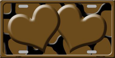 LP-2453 Brown Black Giraffe Print With Brown Centered Hearts Novelty License Plate
