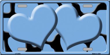 Picture of Smart Blonde LP-2454 Light Blue Black Giraffe Print With Light Blue Centered Hearts Novelty License Plate
