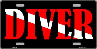 LP-2455 Scuba Diver Metal Novelty License Plate