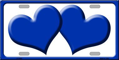 LP-2458 Solid Blue Centered Hearts With White Background Novelty License Plate