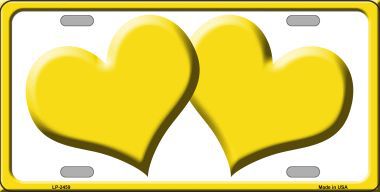 LP-2459 Solid Yellow Centered Hearts With White Background Novelty License Plate