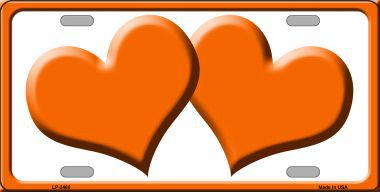 LP-2460 Solid Orange Centered Hearts With White Background Novelty License Plate