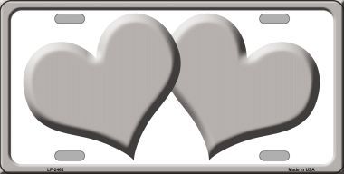 LP-2462 Solid Grey Centered Hearts With White Background Novelty License Plate