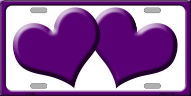 LP-2463 Solid Purple Centered Hearts With White Background Novelty License Plate