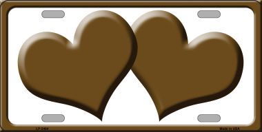 LP-2464 Solid Brown Centered Hearts With White Background Novelty License Plate