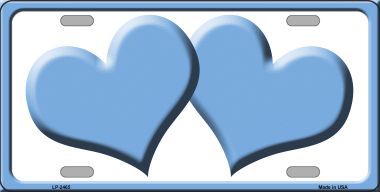 LP-2465 Solid Light Blue Centered Hearts With White Background Novelty License Plate